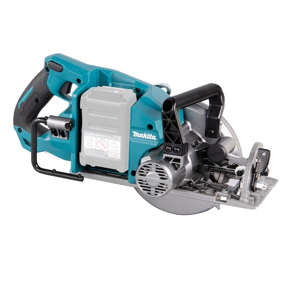 Набор Makita: 2 aккумуляторные дисковые пилы RS001GZ, 185 мм, 6400 об/мин + аккумулятор BL4040, 40 В, 4 Ач + быстрое зарядное устройство DC40RA, PT989