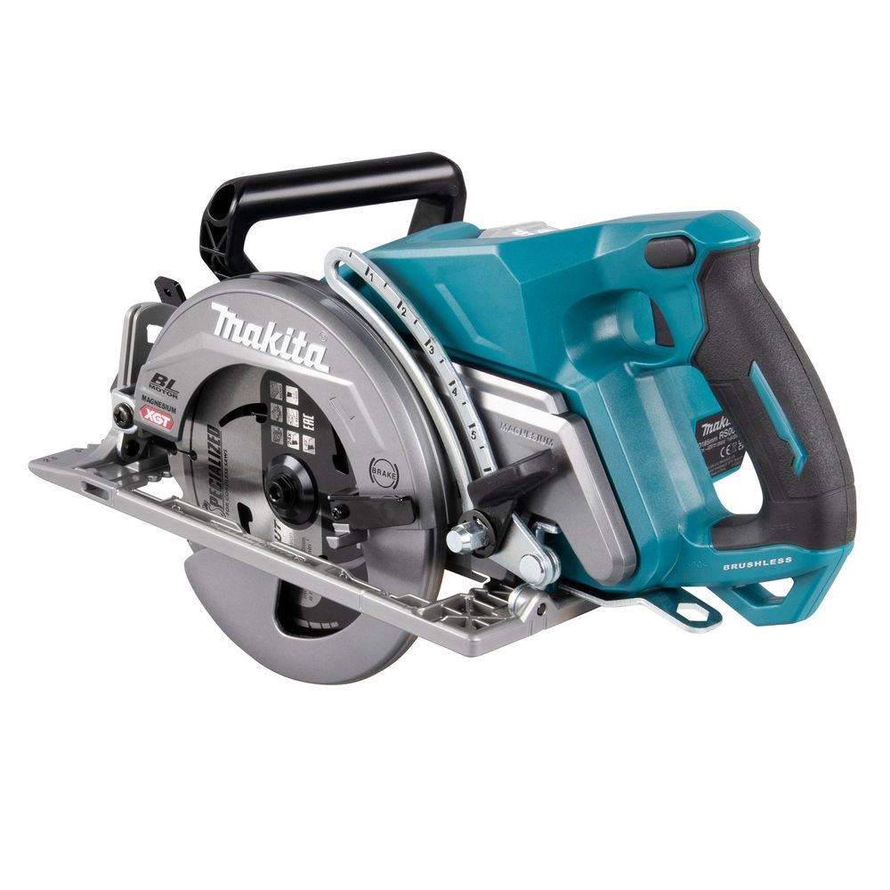 Набор Makita: 2 aккумуляторные дисковые пилы RS001GZ, 185 мм, 6400 об/мин + аккумулятор BL4040, 40 В, 4 Ач + быстрое зарядное устройство DC40RA, PT989