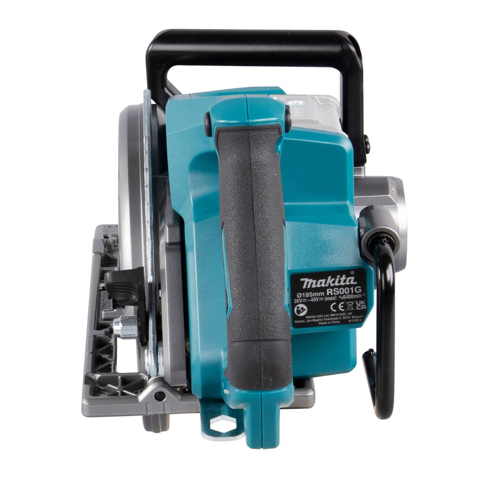 Набор Makita: 2 aккумуляторные дисковые пилы RS001GZ, 185 мм, 6400 об/мин + аккумулятор BL4040, 40 В, 4 Ач + быстрое зарядное устройство DC40RA, PT989