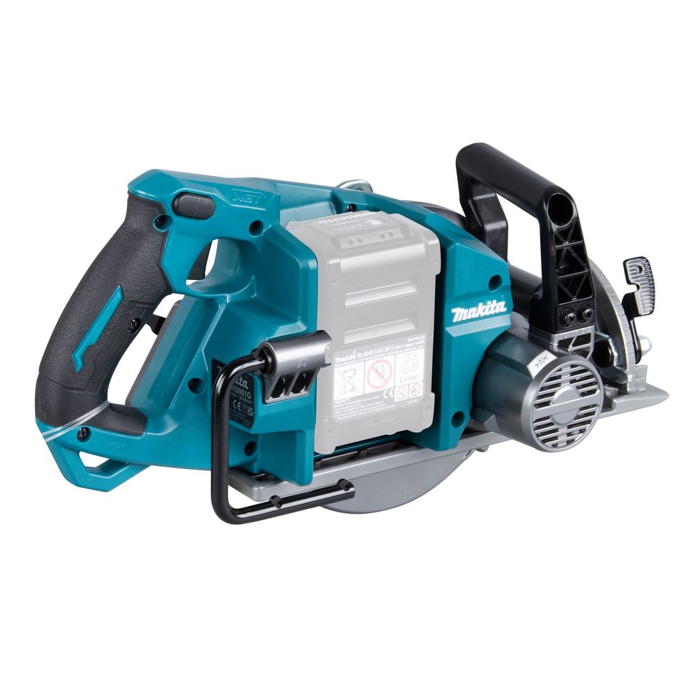 Набор Makita: 2 aккумуляторные дисковые пилы RS001GZ, 185 мм, 6400 об/мин + аккумулятор BL4040, 40 В, 4 Ач + быстрое зарядное устройство DC40RA, PT989