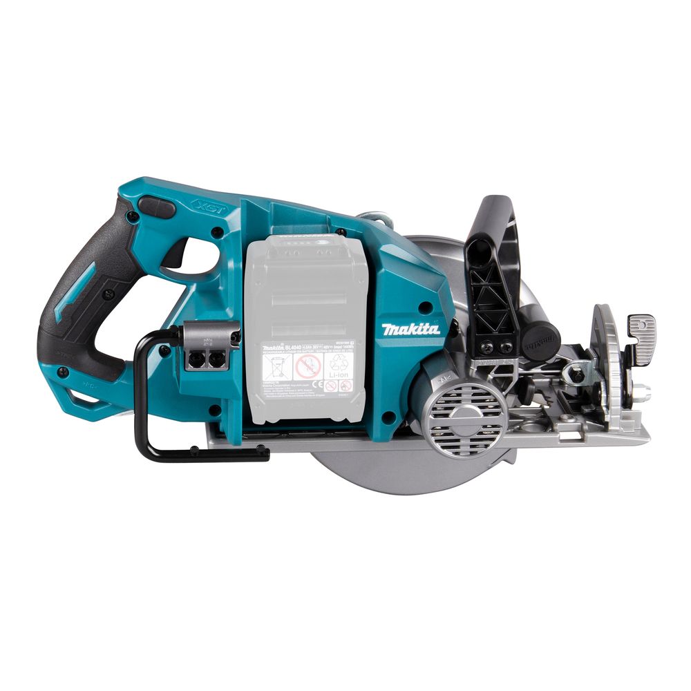 Набор Makita: 2 aккумуляторные дисковые пилы RS001GZ, 185 мм, 6400 об/мин + аккумулятор BL4040, 40 В, 4 Ач + быстрое зарядное устройство DC40RA, PT989