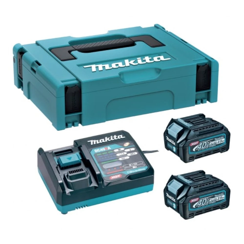 Набор Makita PSK MKP1G001: 2 АКБ BL4025, Li-Ion, 40 В, 2.5 Ач и зарядное устройство DC40RA, 40 В, 6 А, в кейсе MakPac, 191J83-2