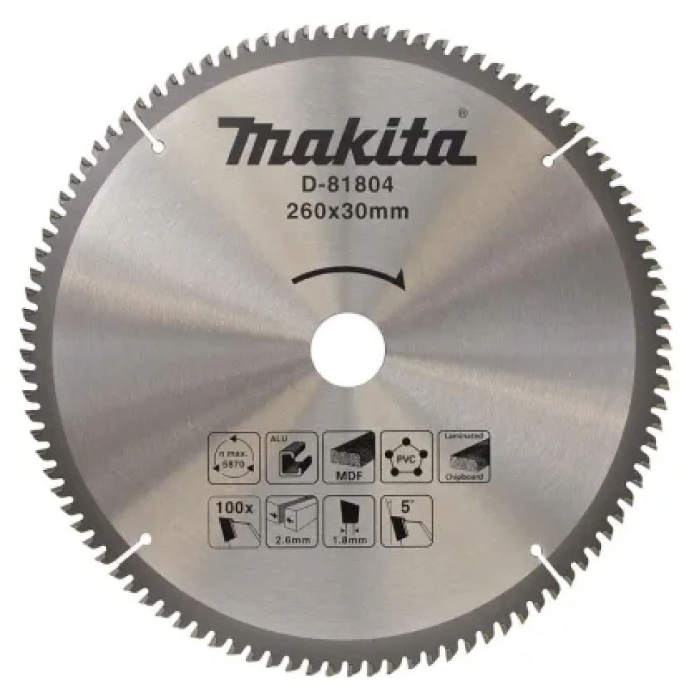 Диск пильный Makita STANDARD, 260х30х2.6 мм, 5 шт. (D-81804-5)