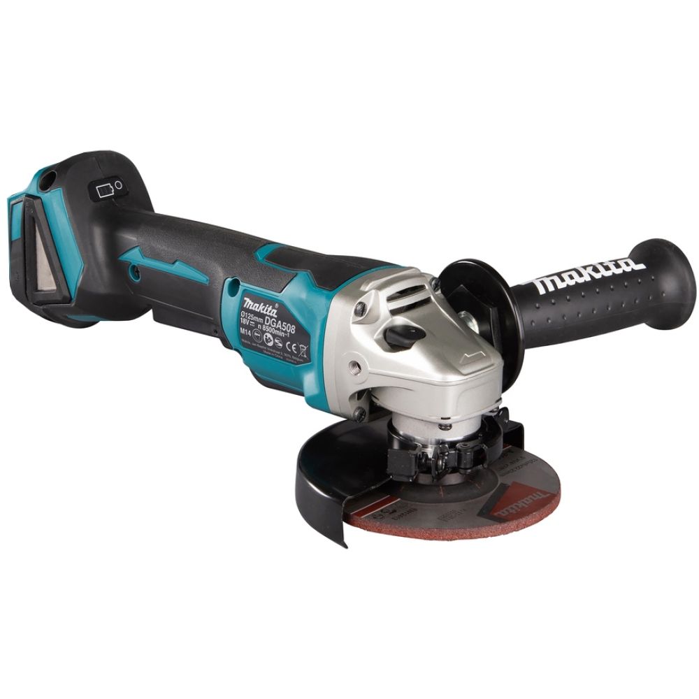 Аккумуляторная угловая шлифмашина Makita DGA508RME, 18 В, 125 мм, 8500 об/мин, с 2 АКБ 4 Ач и ЗУ, в кейсе
