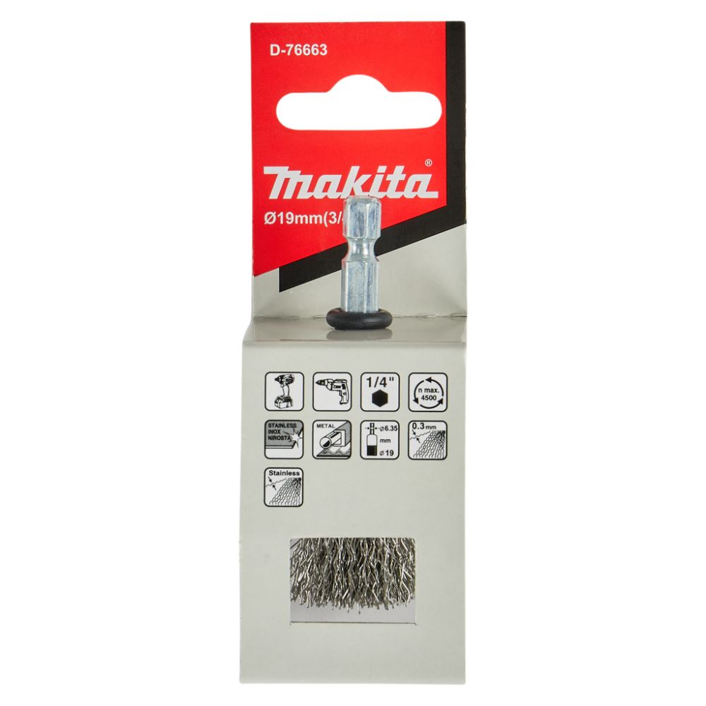 Щетка проволочная кистевая Makita 19 мм, (D-76663)