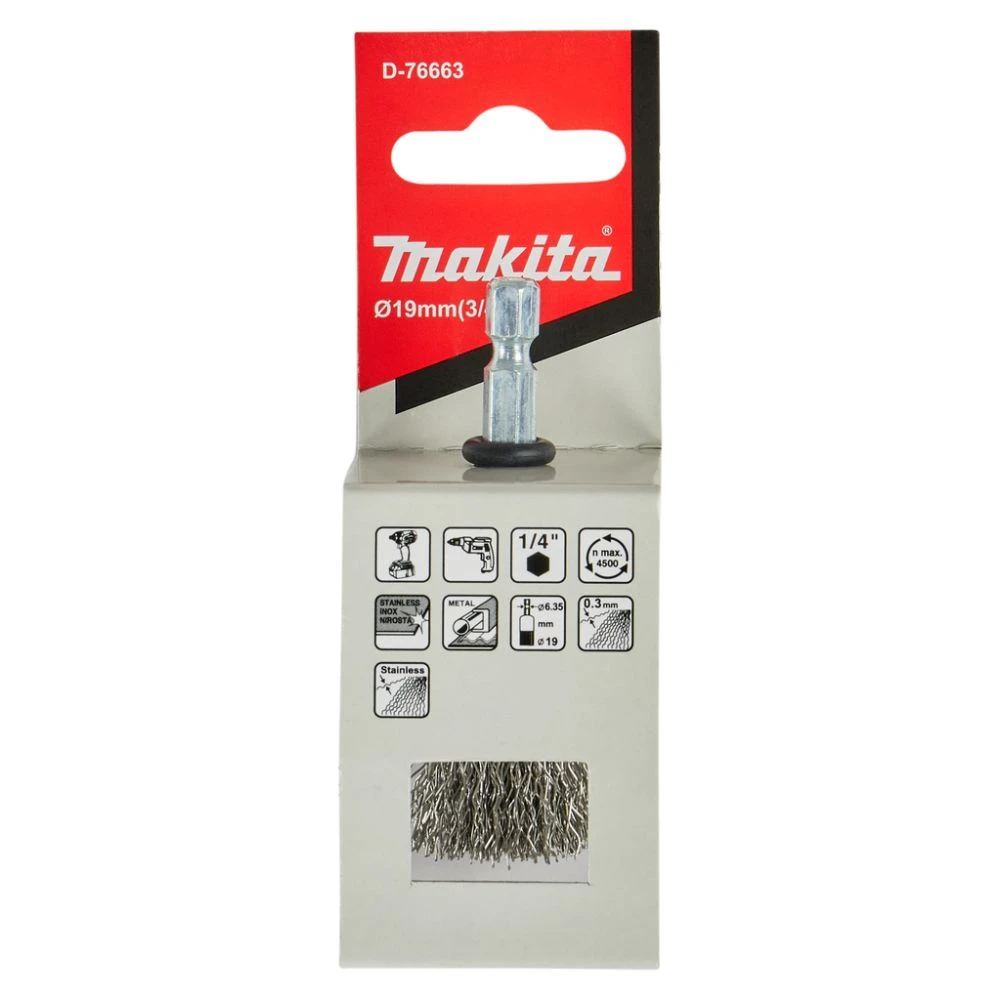 Щетка проволочная кистевая Makita 19 мм, (D-76663)