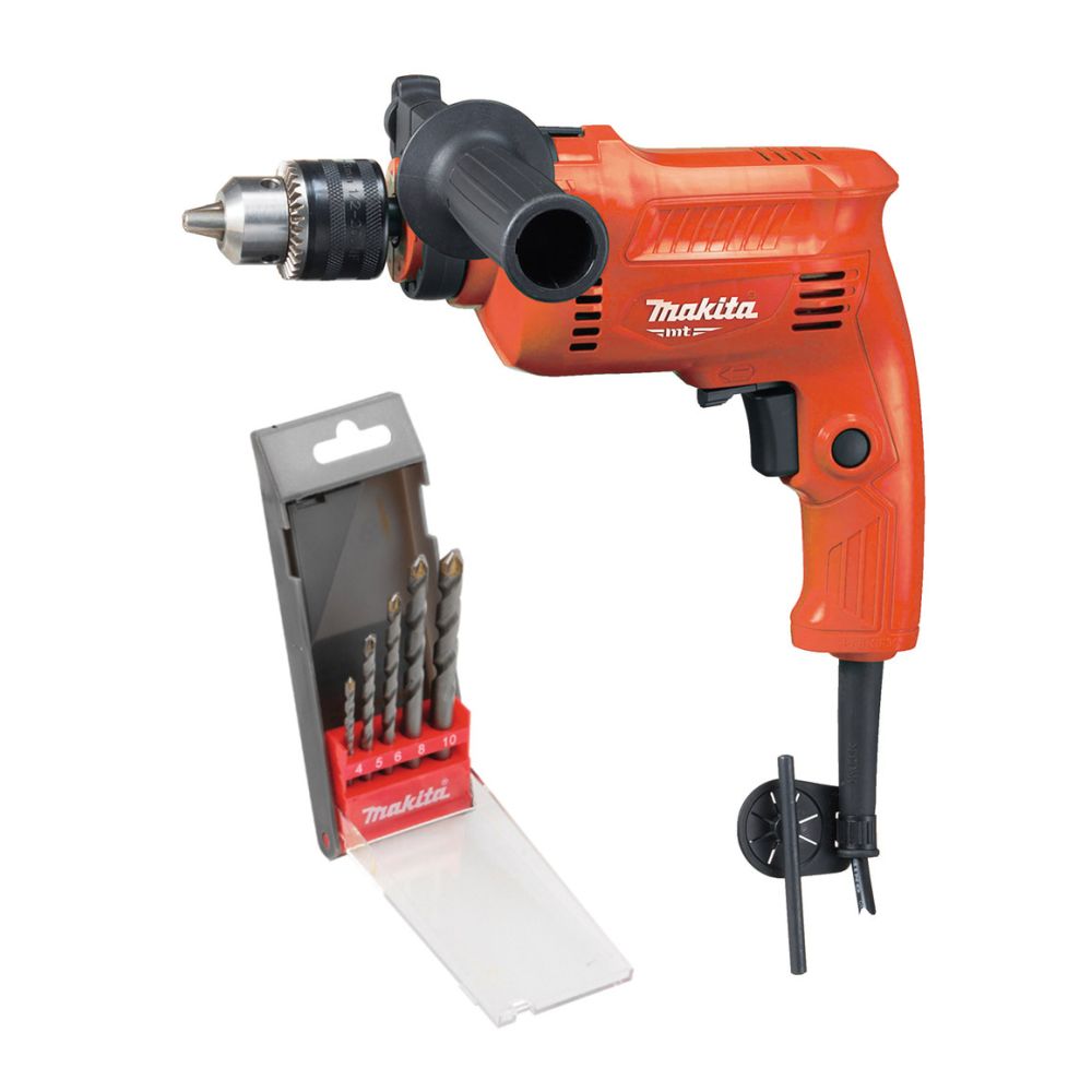 Набор: электрическая ударная дрель Makita M0801 + набор сверл по бетону 5 шт. (4, 5, 6, 8, 10 мм), M0801-SET