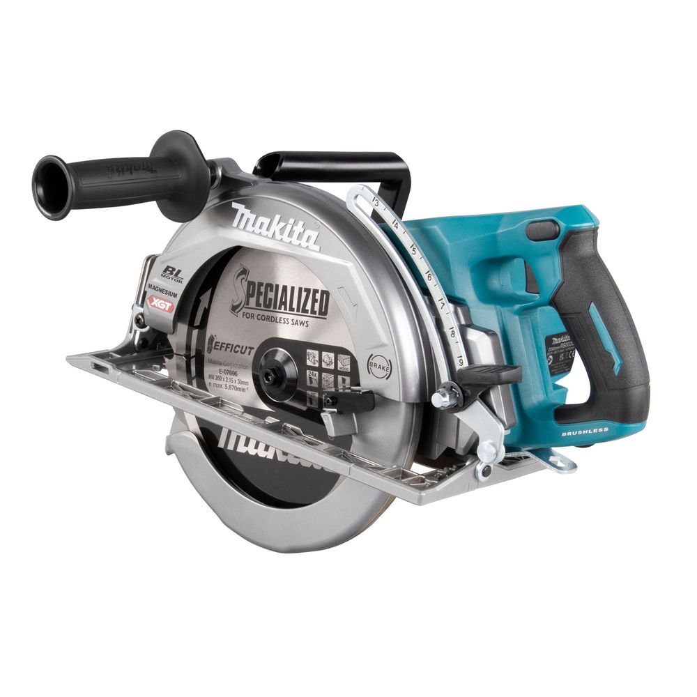 Набор Makita: 2 aккумуляторные дисковые пилы RS002GZ, 260 мм, 4000 об/мин + аккумулятор BL4040, 40 В, 4 Ач + быстрое зарядное устройство DC40RA, PT987