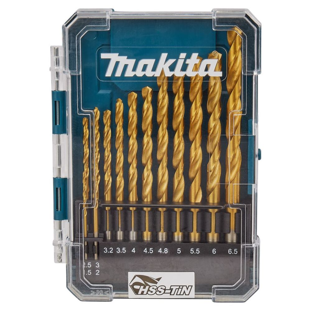 Набор сверл по металлу Makita, HSS-TiN Economy, 1.5-6.5 мм, 13 шт., D-72855