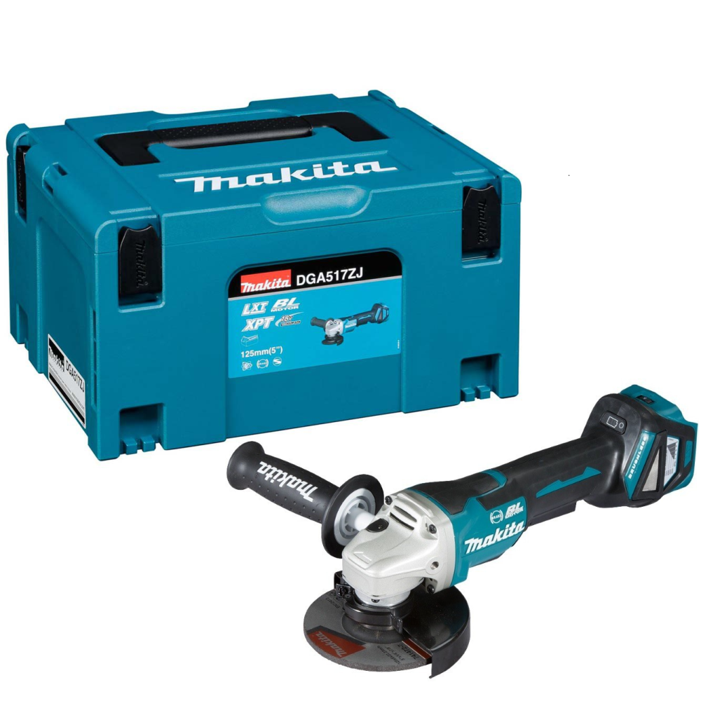 Угловая шлифмашина Makita DGA517ZJ, в кейсе MakPac-3, без АКБ и ЗУ, с регулировкой оборотов