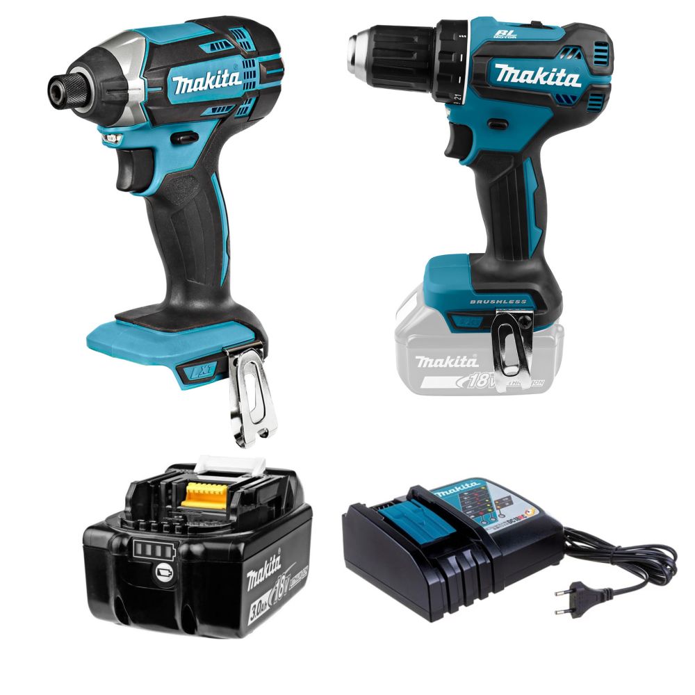 Набор: аккумуляторный ударный шуруповерт Makita DTD152Z + аккумуляторная дрель-шуруповерт Makita DDF485Z + аккумулятор + зарядное устройство, PT863