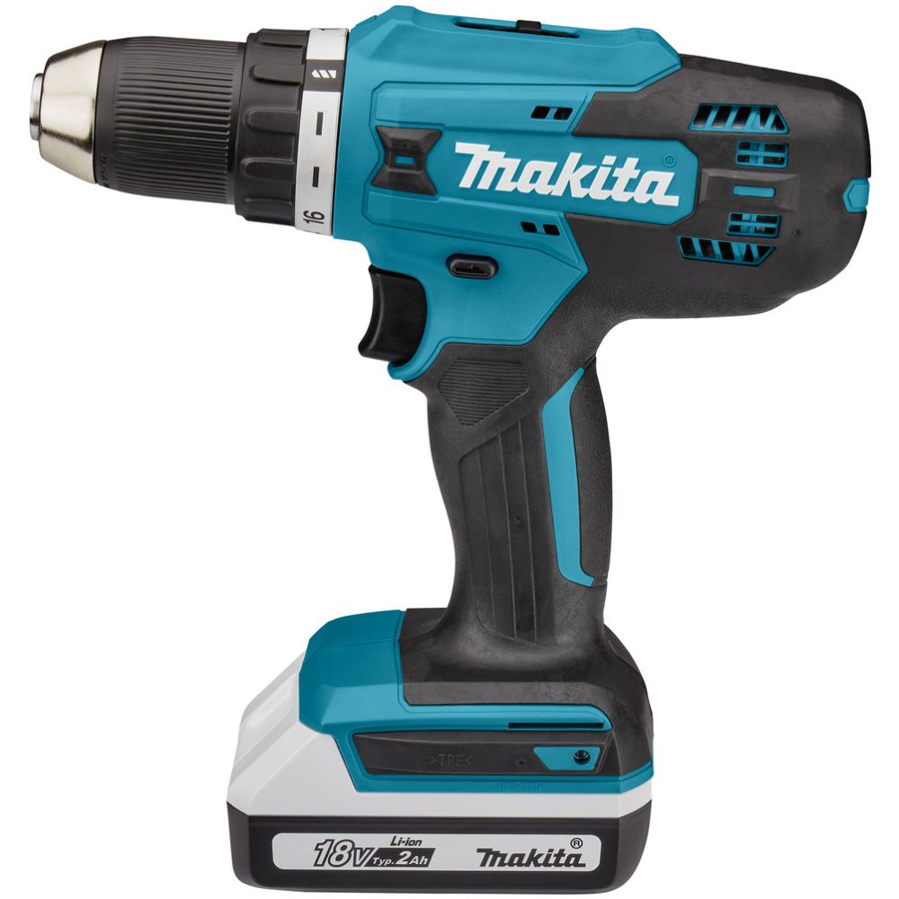 Аккумуляторная ударная дрель-шуруповерт Makita HP488DWAE, 18 В, 1400 об/мин, 21000 уд/мин, с 2 АКБ 2 Ач и ЗУ, в кейсе
