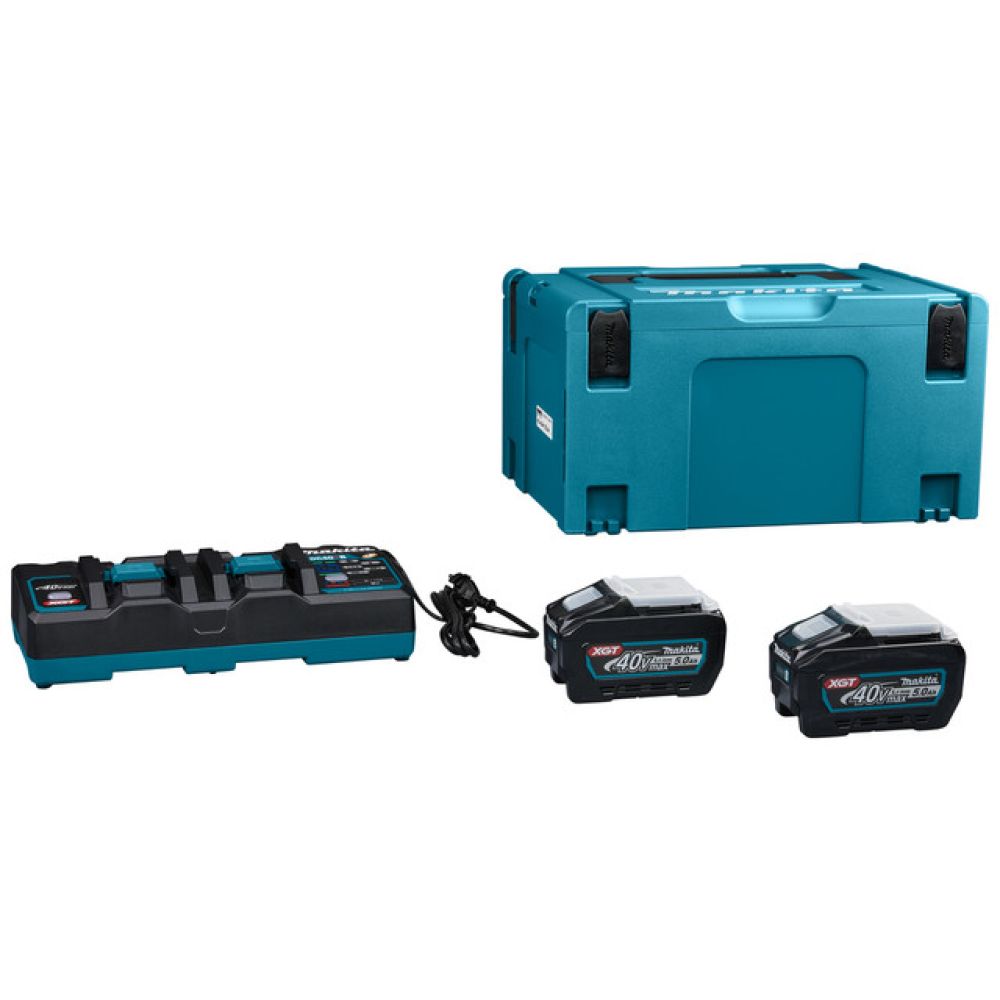 Набор Makita: 2 АКБ BL4050F, Li-Ion, 40 В, 5 Ач и двойное быстрое ЗУ DC40RB, 40 В, 2x12 А, в кейсе MakPac, 191U18-9