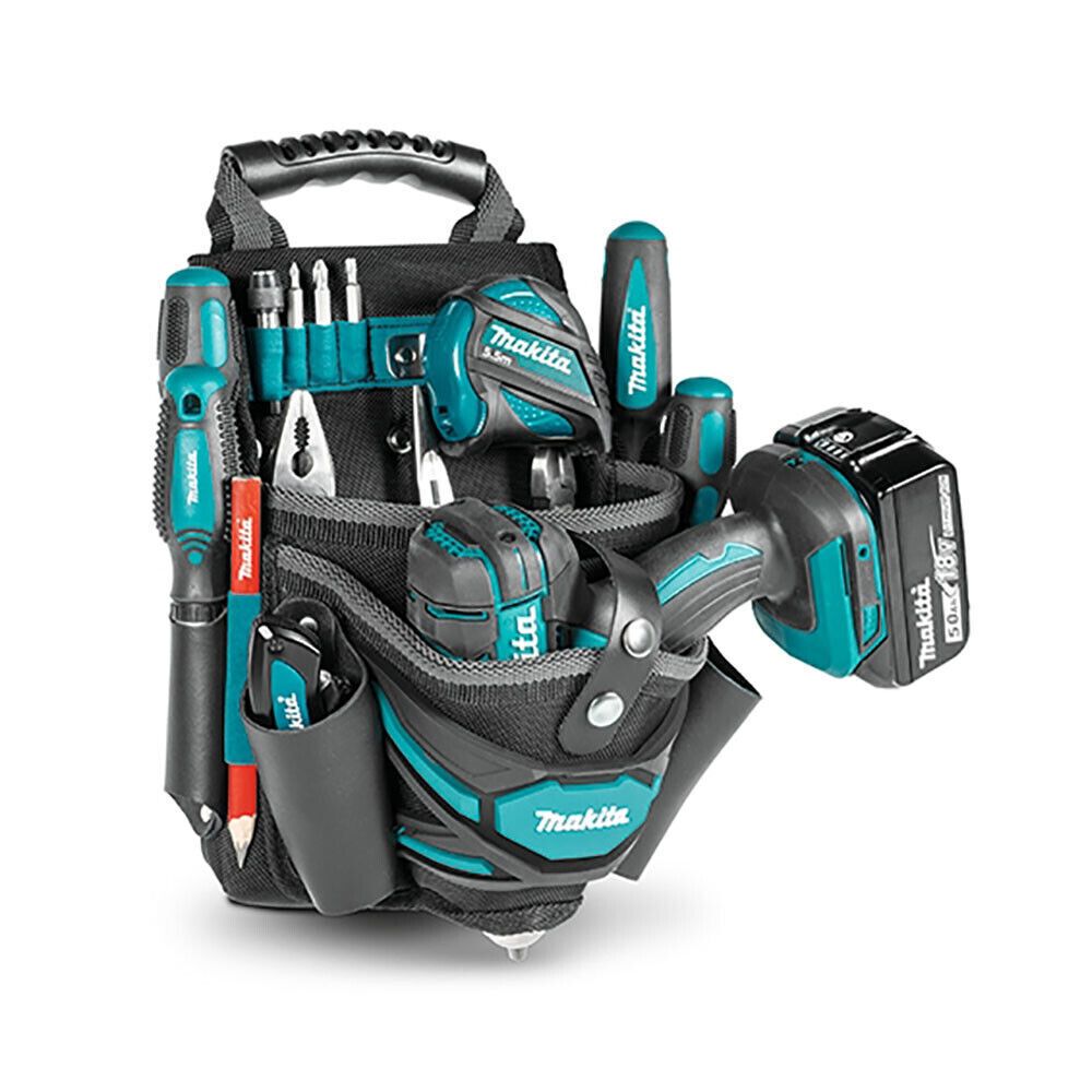 Cумка-кобура для шуруповерта Makita, поясная, с двумя отделениями и держателем для бит, E-05125