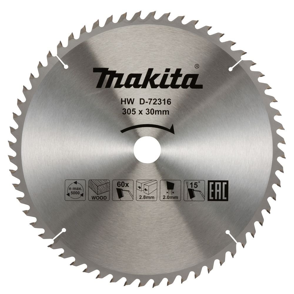 Пильный диск Makita по дереву, 305x30х2 мм, 60 зубьев, D-72316