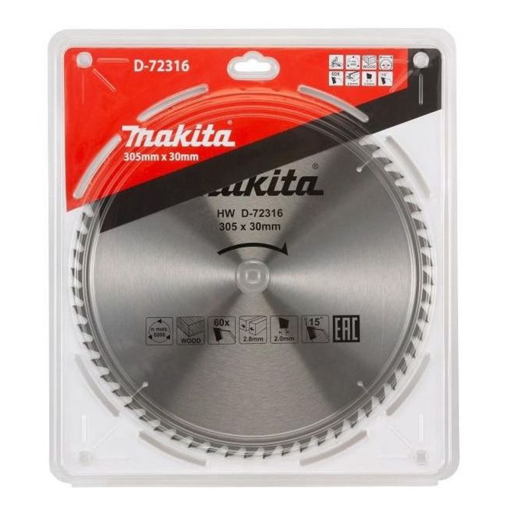 Пильный диск Makita по дереву, 305x30х2 мм, 60 зубьев, D-72316