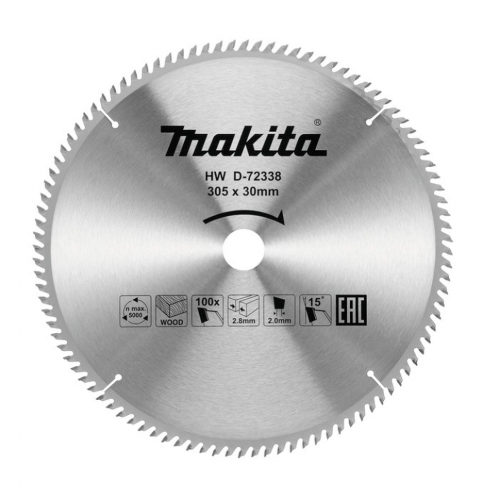 Пильный диск Makita по дереву, 305x30х2 мм, 100 зубьев, D-72338