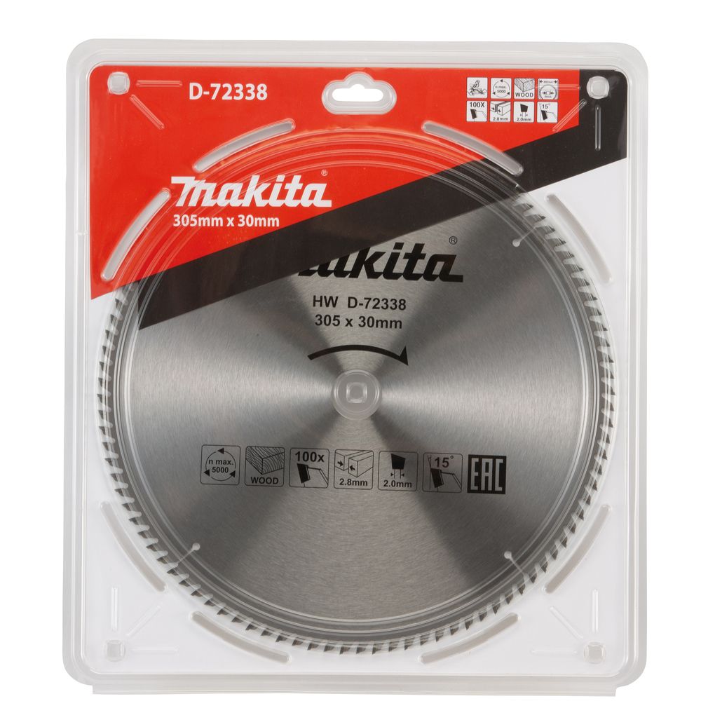 Пильный диск Makita по дереву, 305x30х2 мм, 100 зубьев, D-72338