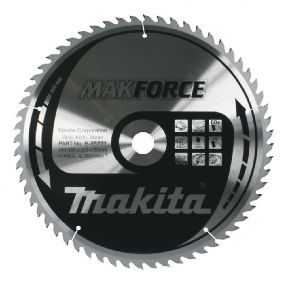 Пильный диск Makita по дереву, 355x30х2.8 мм, B-35221