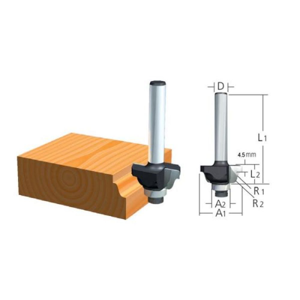 Фреза кромочная калевочная Makita внутр. радиус 2, 5R 24x10x6x42x2T, D-09575