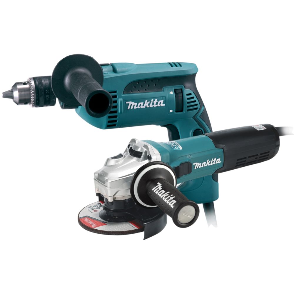 Набор электроинструмента Makita: дрель HP1640 + угловая шлифмашина GA5090X01 (ACSET-7)