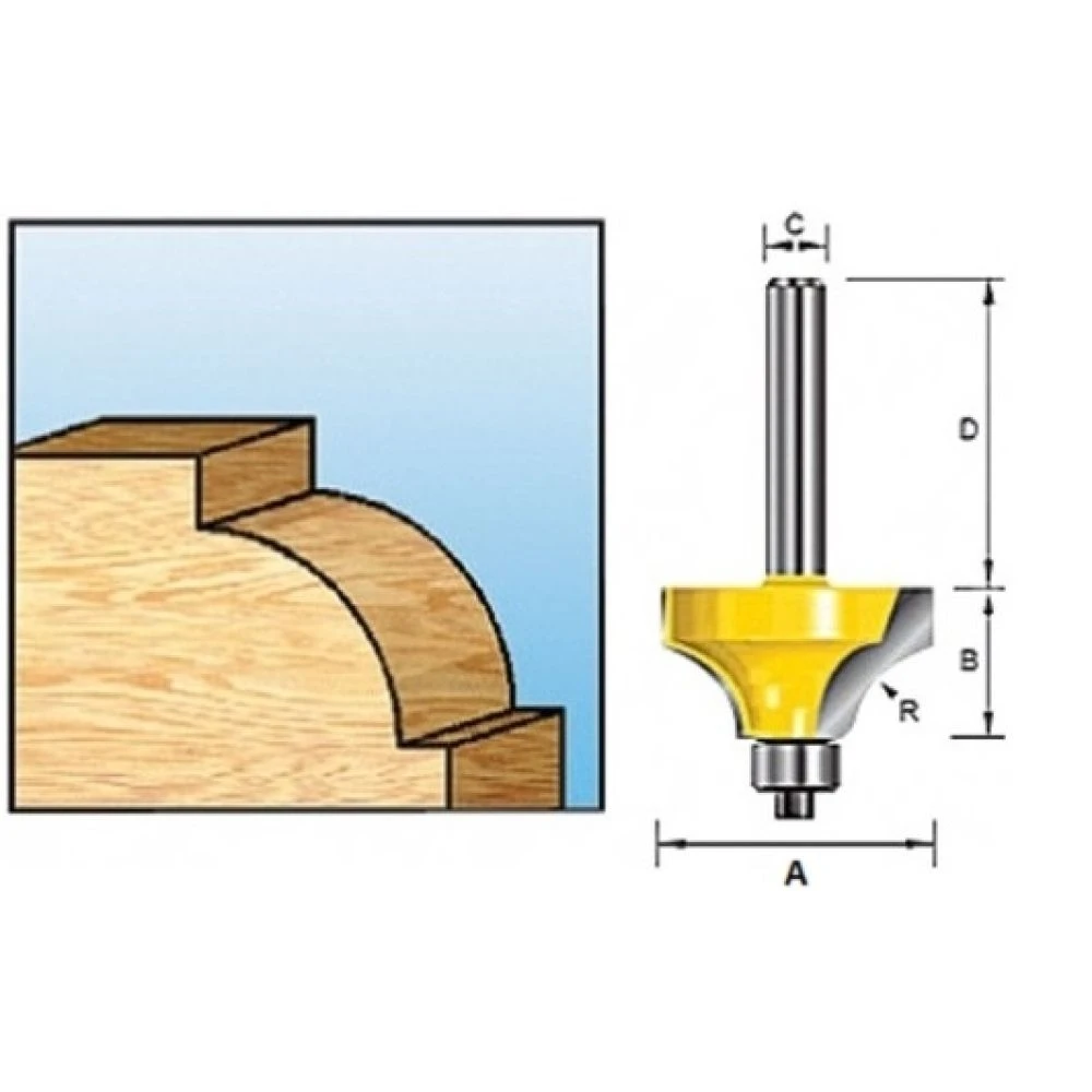 Фреза кромочная калевочная Makita внутр. радиус 6.35R 25, 4х12, 7х8х32х2Т, D-11330