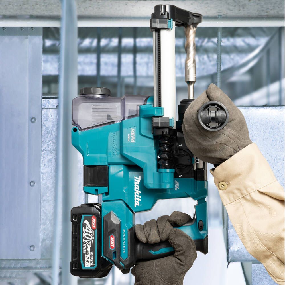 Аккумуляторный перфоратор Makita с системой пылеудаления DX16, 40 В, 2.1 Дж, 5000 уд/мин, с 2 АКБ 2.5 Ач и ЗУ, в кейсе (HR010GD201)