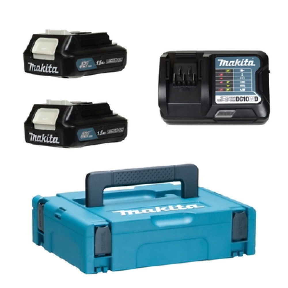 Набор Makita PSK MKP1WY122: 2 АКБ BL1016, Li-Ion, 12 В, 1.5 Ач и зарядное устройство DC10WD, 10.8/12 В, 2 А, в кейсе MakPac, 197644-6