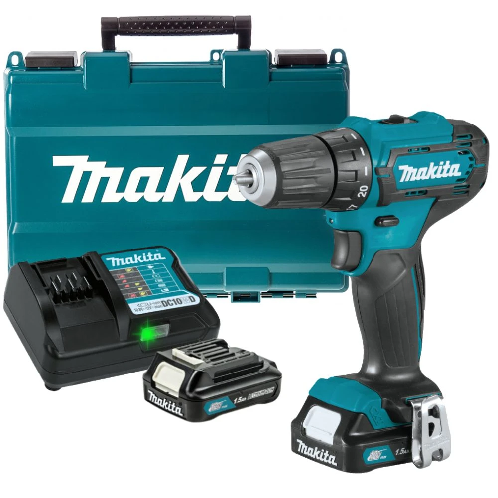 Аккумуляторная дрель-шуруповерт Makita DF333DWYE4, 12 В, 1700 об/мин, с 2 АКБ 1.5 Ач и ЗУ, в кейсе