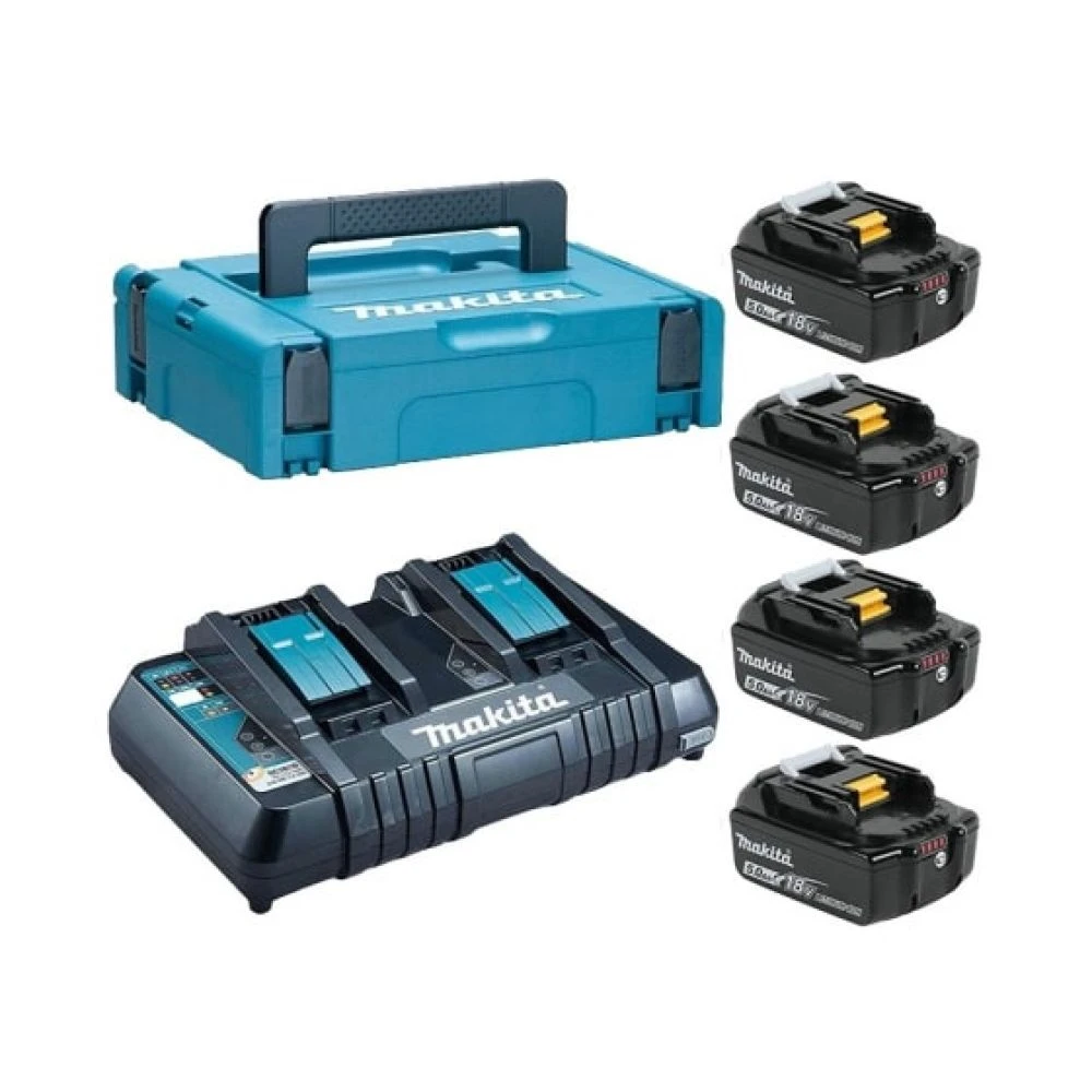 Набор Makita PSK MKP2PT184: 4 АКБ BL1850B, Li-Ion, 18 В, 5 Ач и быстрое двойное ЗУ DC18RD, 7.2-18 В, 2x9 А, в кейсе MakPac, 198312-4