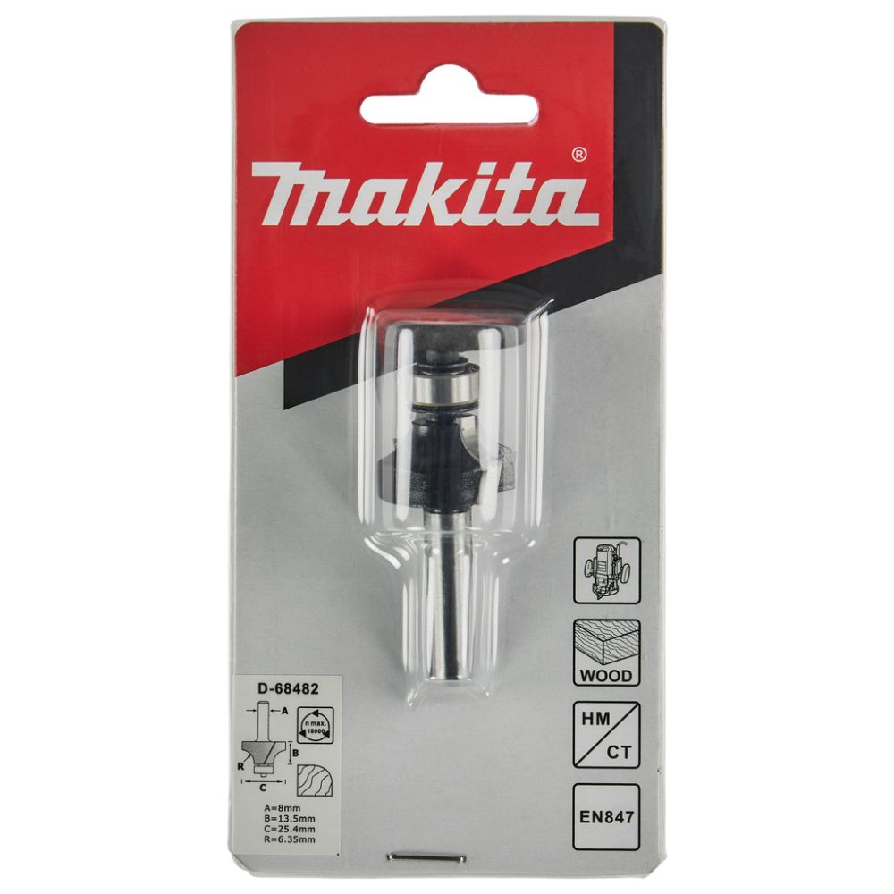 Фреза кромочная калевочная Makita "Эконом" внутр. радиус 6.35R 25, 4х13, 5х8х56х2Т, D-68482