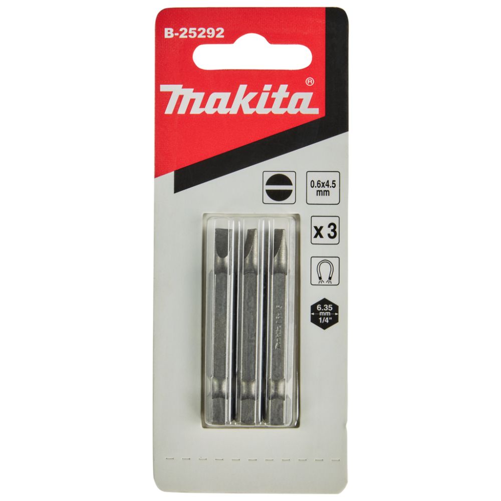 Бита Makita SL0.6x4.5, 50 мм, HEX, 3 шт. (B-25292)