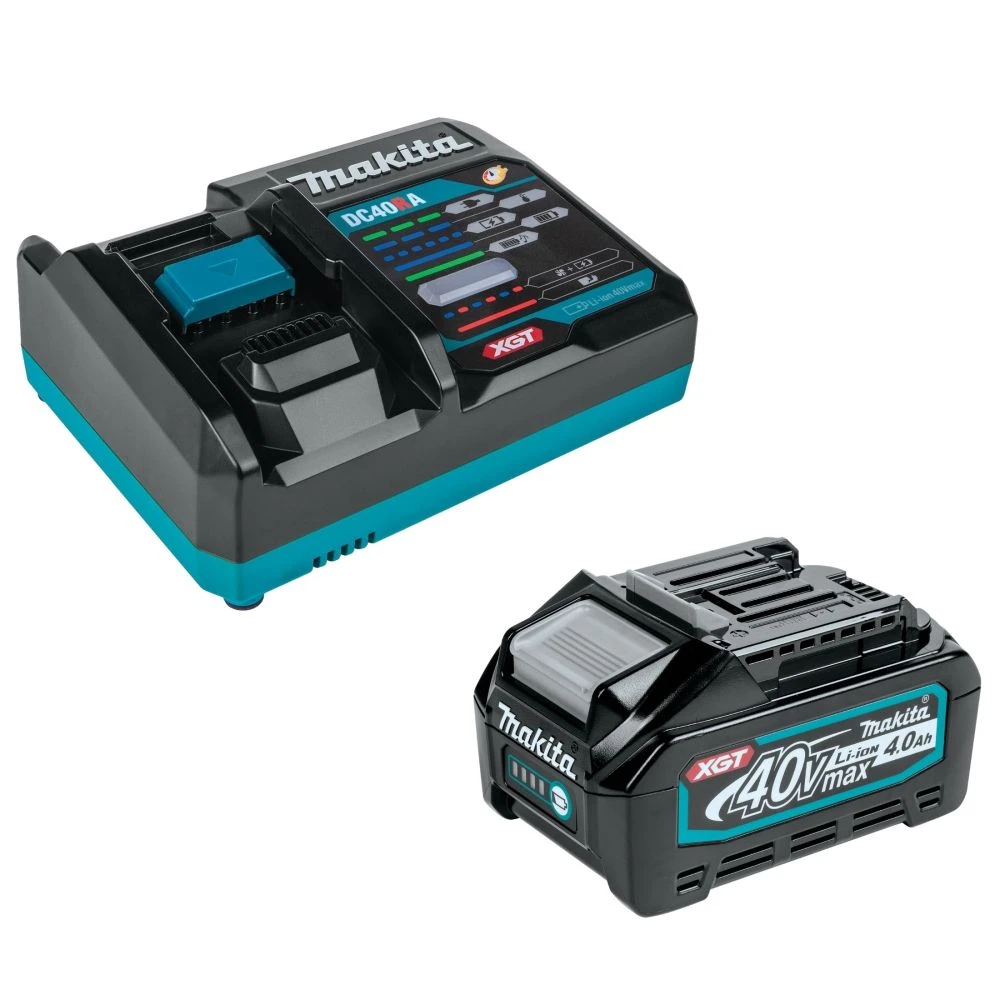 Набор Makita: 2 аккумуляторных отбойных молотка HM001GZ02, 9.4 Дж, 2600 уд/мин + аккумулятор BL4040, 40 В, 4 Ач + быстрое зарядное устройство DC40RA, PT986