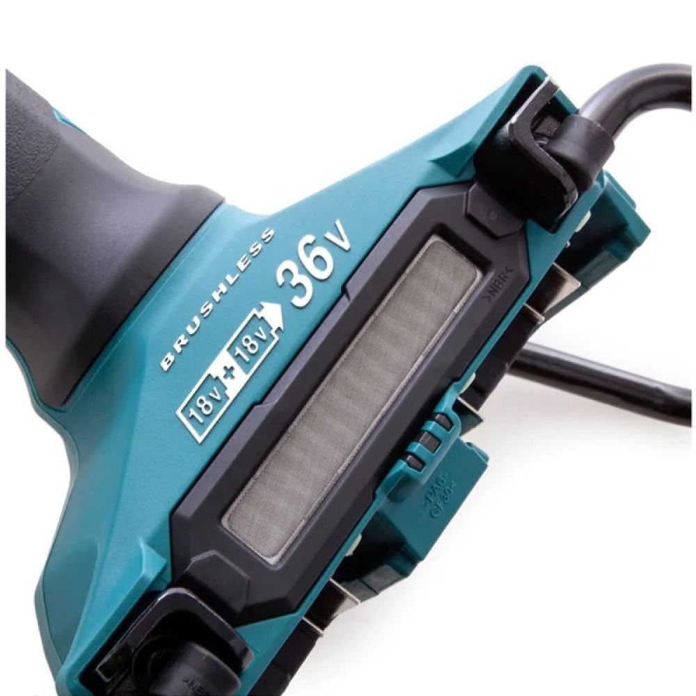 Набор Makita: аккумуляторная угловая шлифмашина DGA701ZU, 180 мм, 7800 об/мин + 2 аккумулятора BL1850B, 18 В, 5 Ач + зарядное устройство DC18RD, PT998