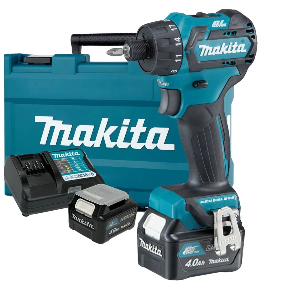 Аккумуляторная дрель-шуруповерт Makita, 10.8 В, 1500 об/мин, c 2 АКБ 4 Ач и ЗУ, в кейсе, DF032DWME