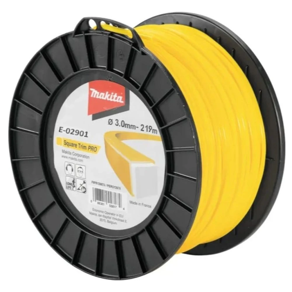 Триммерная леска Makita, квадратная, усиленная, 3 ммх219 м, E-02901