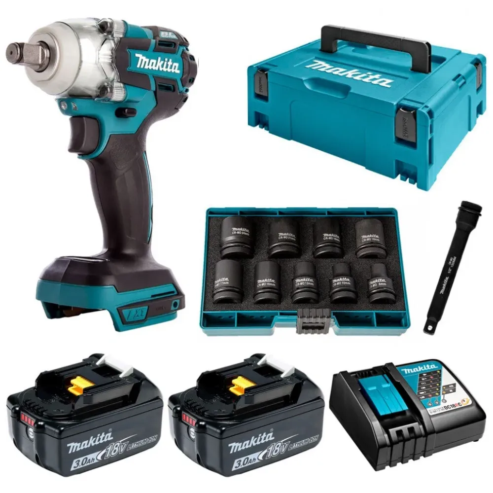 Аккумуляторный ударный гайковерт Makita, 18 В, 280 Нм, 2800 об/мин, 3500 уд/мин, с 2 АКБ 3 Ач и ЗУ, в кейсе MakPac, DTW285RFJX