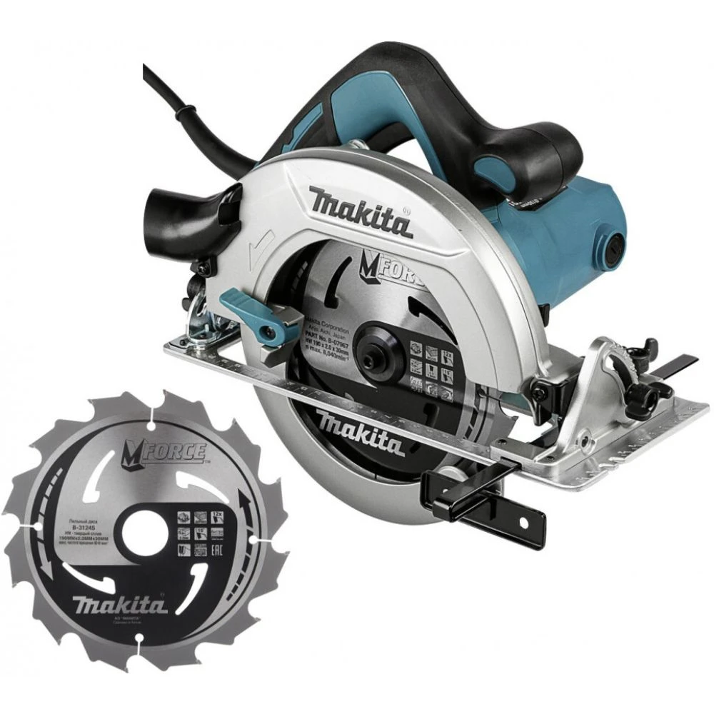 Дисковая циркулярная makita пила 190 мм + пильный диск B-31245, HS7601X1
