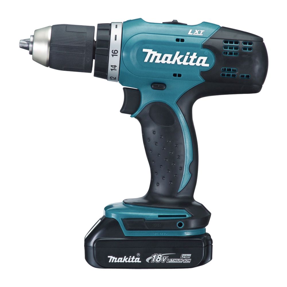 Набор Makita: аккумуляторная дрель-шуруповерт DDF453SYE, 18 В, 42 Нм, 1300 об/мин, с 2 АКБ 1.5 Ач и ЗУ, в кейсе + набор бит E-03084, 31 шт., PT1041