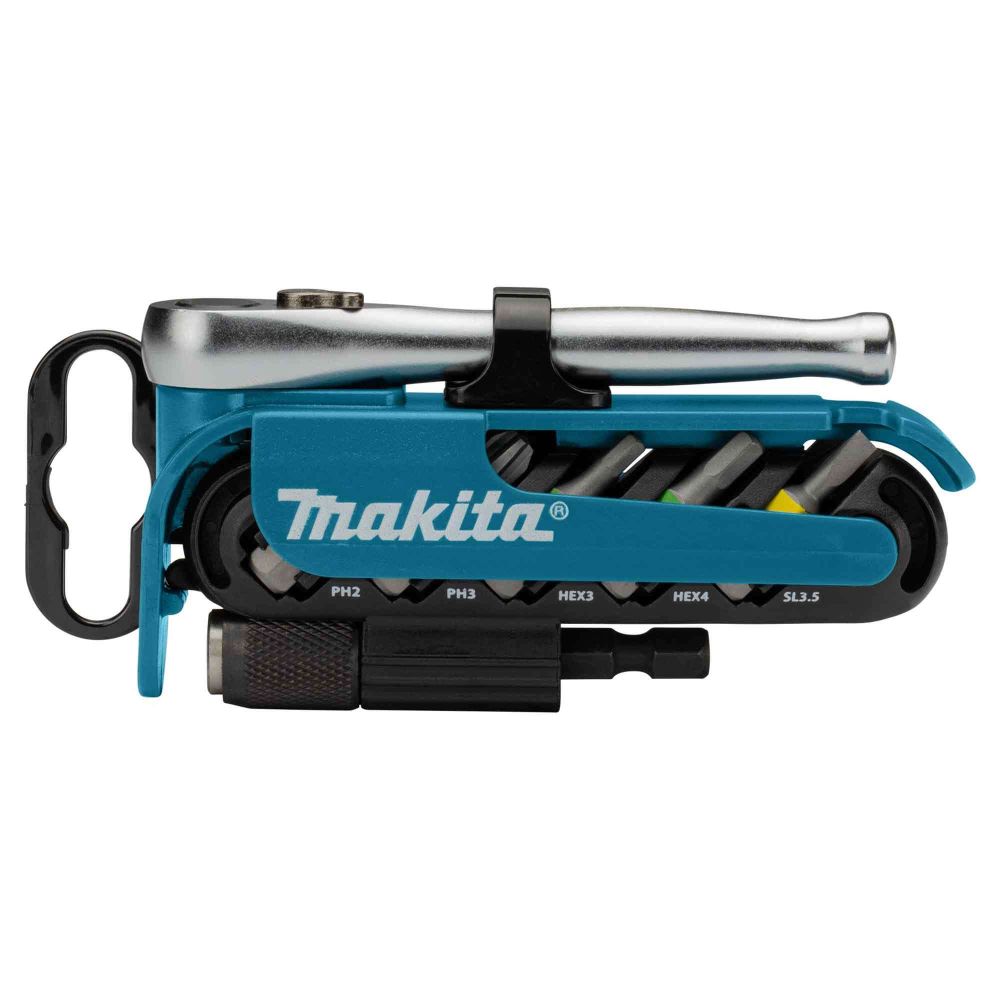 Набор бит Makita, 10 шт, с магнитным держателем и трещоткой, P-79142