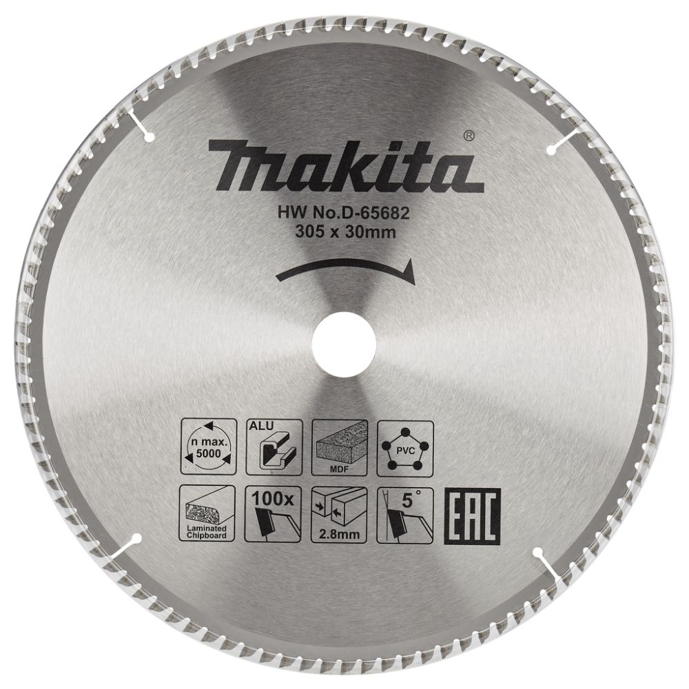 Пильный диск Makita универсальный для алюминия/дерева/пластика, 305x30x2.8/2x100T, D-65682