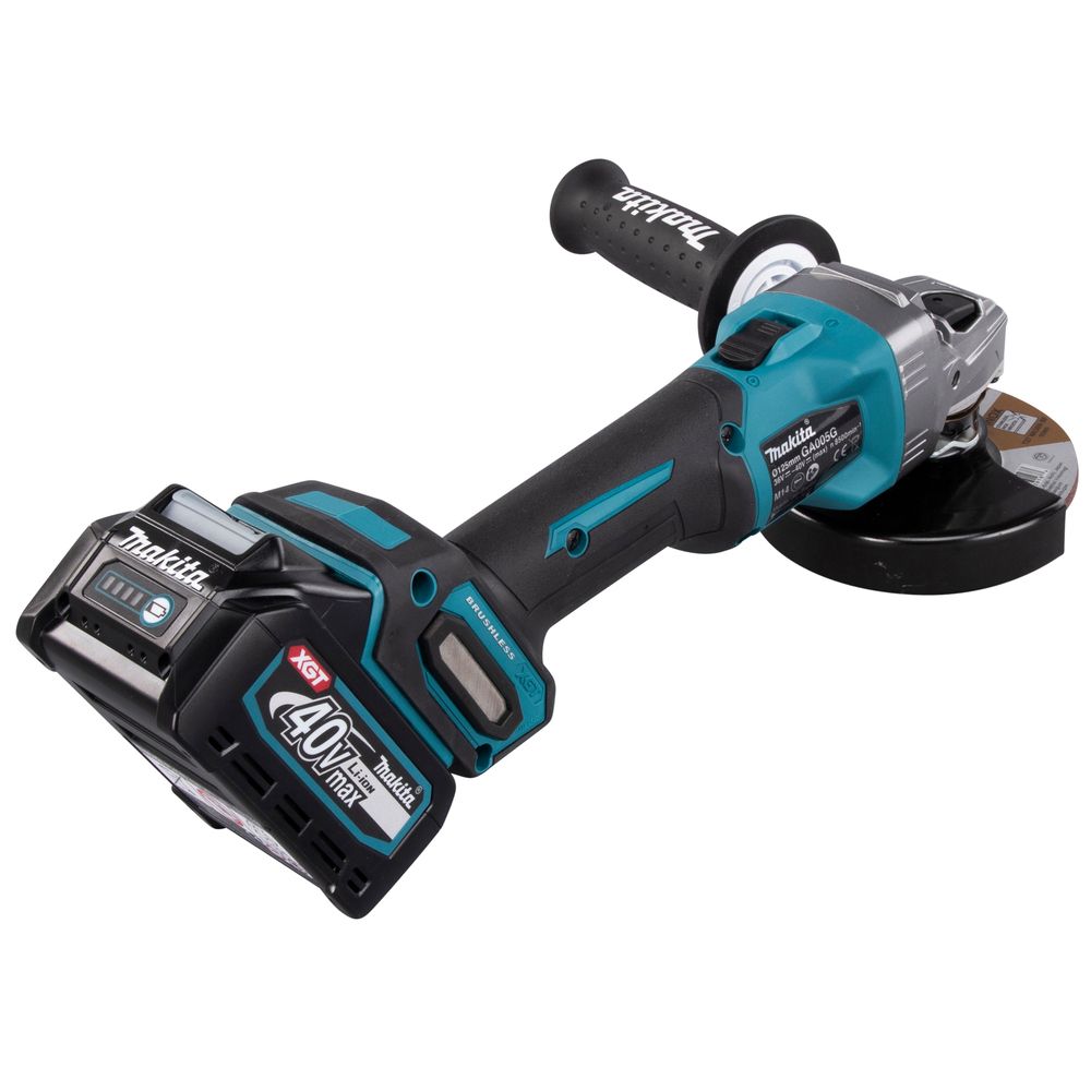 Аккумуляторная угловая шлифмашина Makita GA005GM201, 40 В, 125 мм, 8500 об/мин, с 2 АКБ 4 Ач и ЗУ, в кейсе