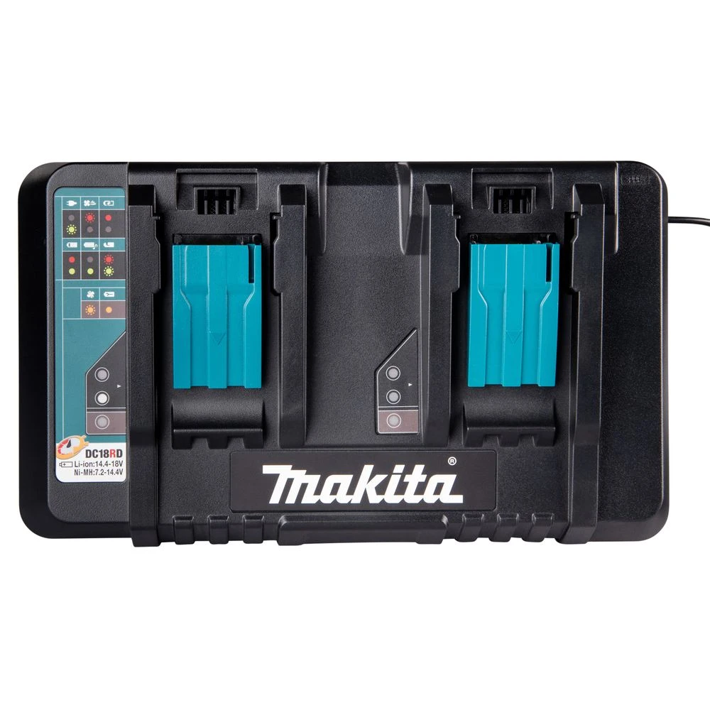 Двойное быстрое зарядное устройство Makita DC18RD, 7.2-18 В, 2x9 A (196941-7)