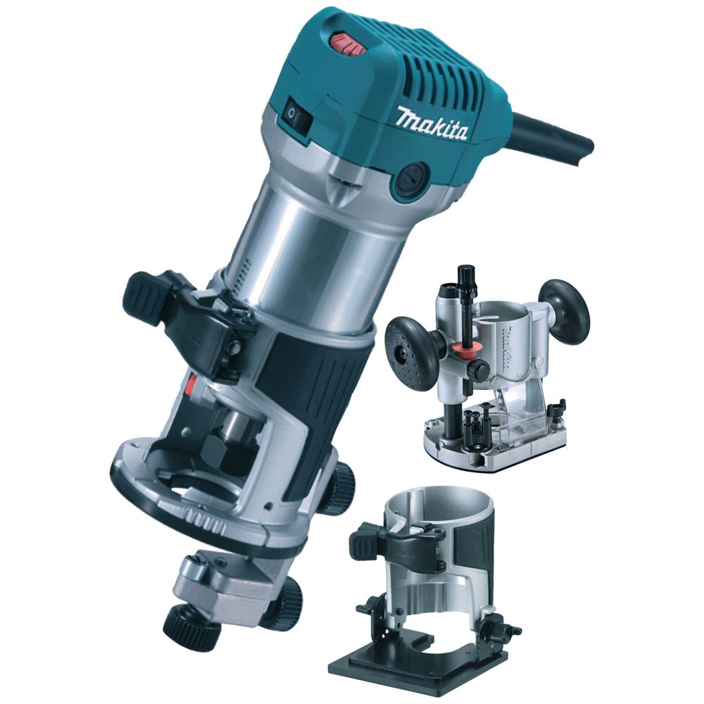 Набор Makita: кромочный фрезер RT0700CX2, 710 Вт, 30000 об/мин, в сумке + лобзик 4329, 450 Вт, 3100 ход/мин, PT1046