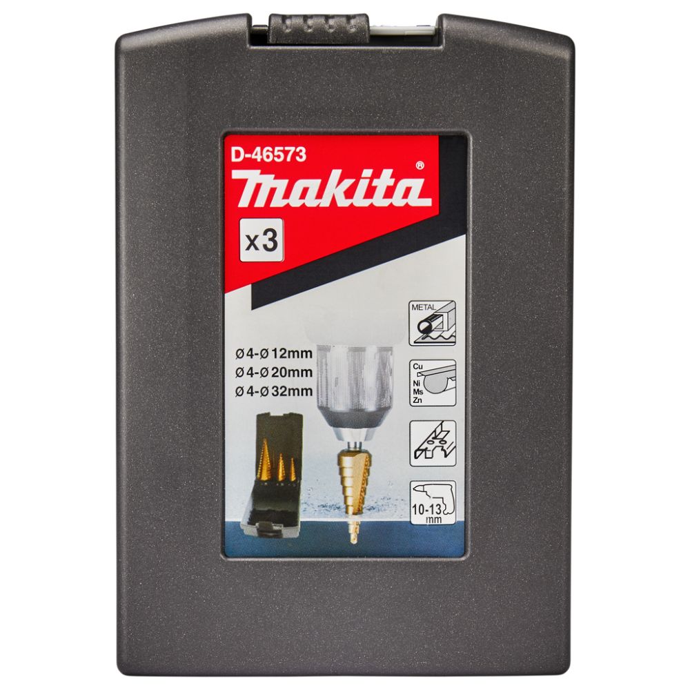 Набор сверл по металлу Makita ступенчатые, 4-12/4-20/4-32 мм, 3 шт. (D-46573)