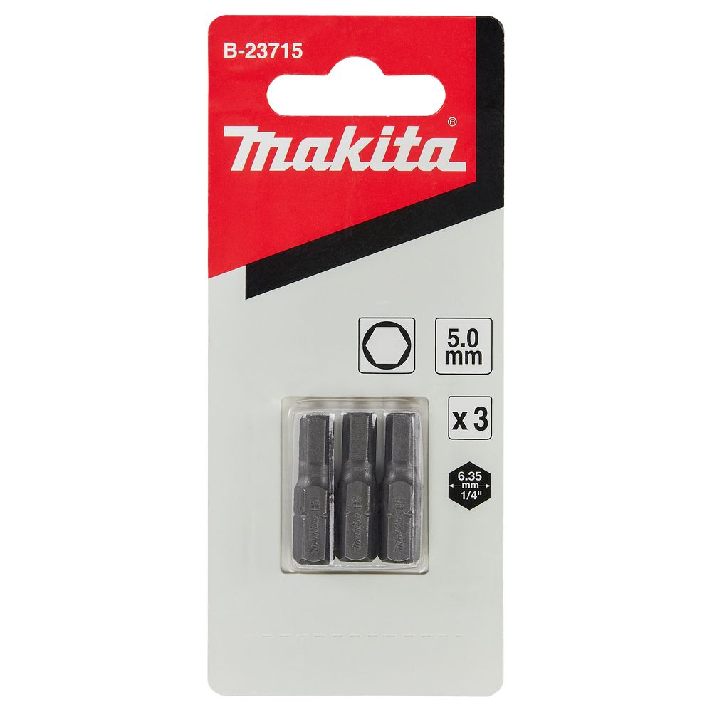 Бита Makita, Hex5, 25 мм, 3 шт, B-23715