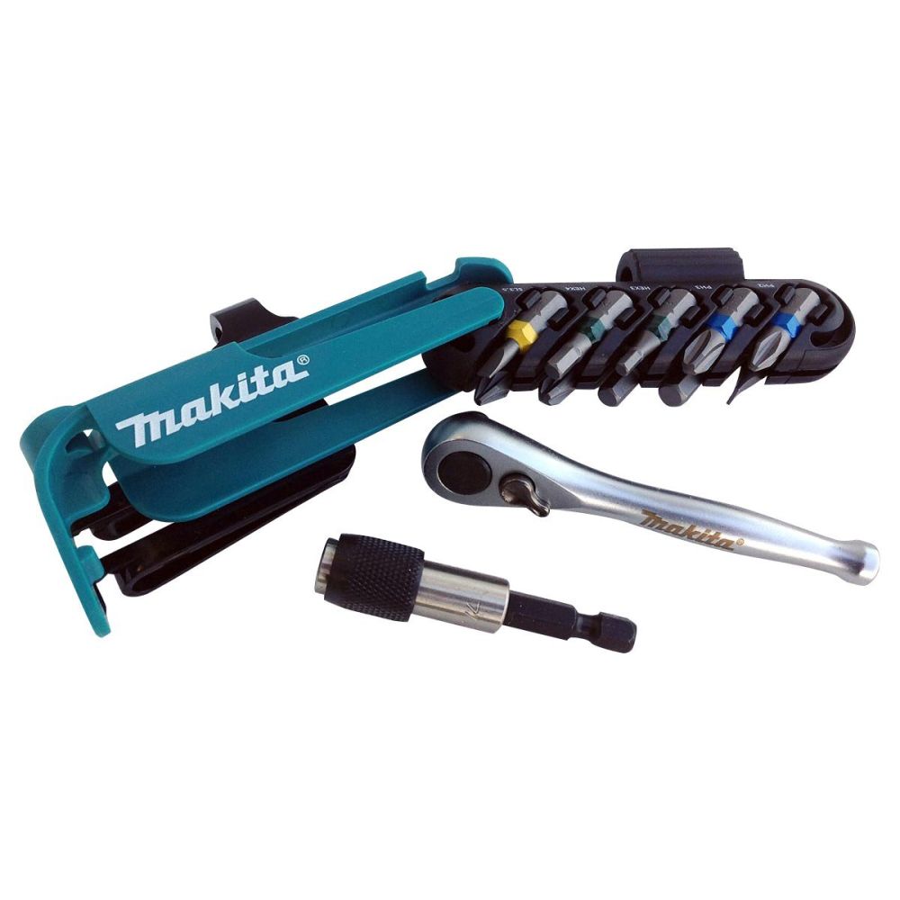 Набор бит Makita, 10 шт, с магнитным держателем и трещоткой, P-79142