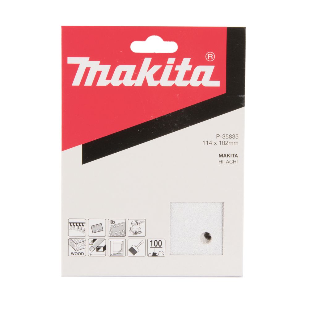 Бумага шлифовальная для шлифмашинок Makita 114х102 мм, K100, цвет белый, 10 шт., P-35835