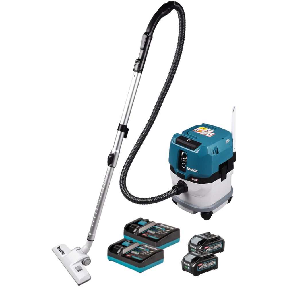 Аккумуляторный строительный пылесос Makita VC003GL, 40 В, 12 л, с 2 АКБ 4 Ач и 2 ЗУ (PT1431)