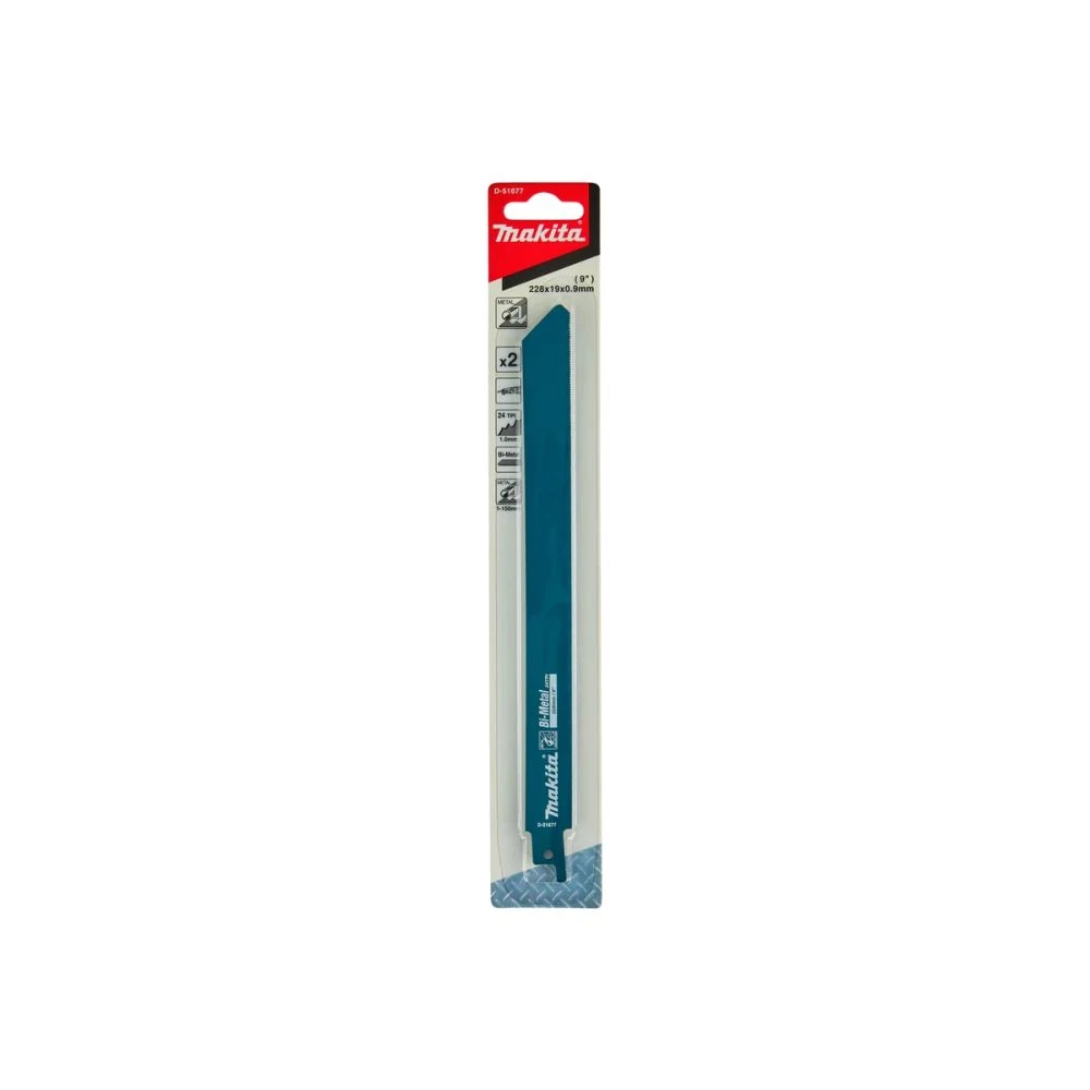 Полотно для сабельной пилы Makita Basic по металлу, Bi-Metal, 225x0,9x24TPI, 2 шт, D-51677